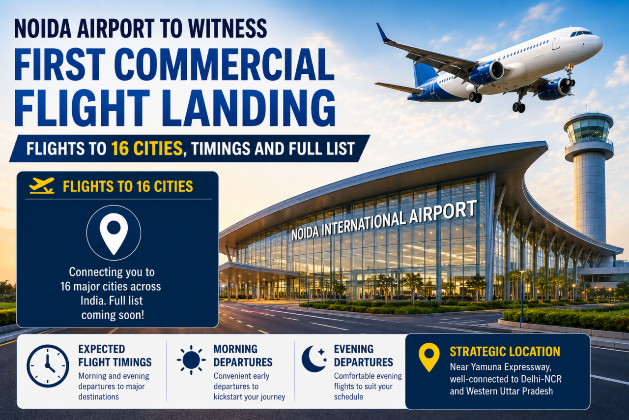 Noida Airport to Witness First Commercial Flight Landing: Flights to 16 Cities, Timings and Full List